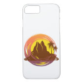 Badge met tropische vulkaan landschap en palmbomen Case-Mate iPhone case (Achterkant)