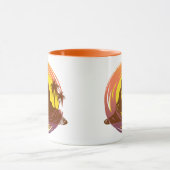 Badge met tropische vulkaan landschap en palmbomen mok (Midden)