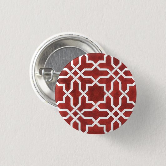 Badge Mozaïek-Andalusische Rood ALHAMBRA Ronde Button 3,2 Cm (Voorkant /achterkant)