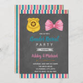 Badge of boog geslacht onthullen feestuitnodiging kaart (Voorkant / Achterkant)