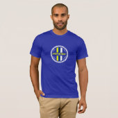 Badge op Blue Medium T-shirt (Voorkant volledig)