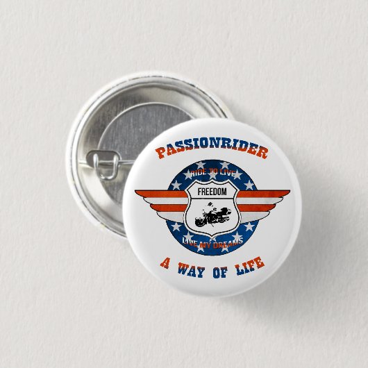 Badge PassionRider Ronde Button 3,2 Cm (Voorkant /achterkant)