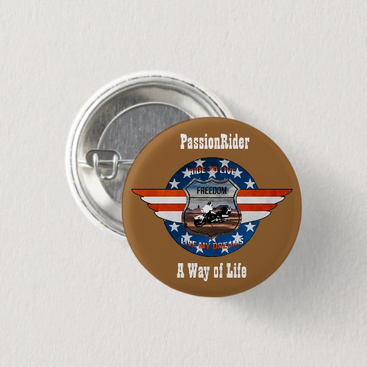 Badge PassionRider Ronde Button 3,2 Cm (Voorkant /achterkant)