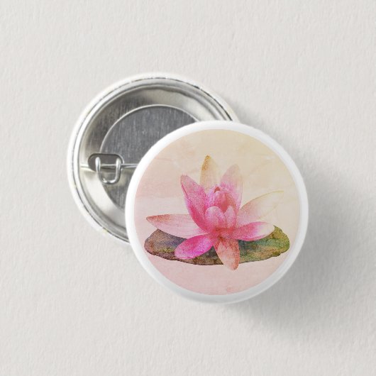 BADGE: PINK LOTUS RONDE BUTTON 3,2 CM (Voorkant /achterkant)