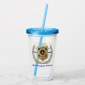 Badge politieagent acryl drinkbeker (Achterkant)