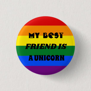 Badge RAINBOW BEST FRIEND IS UNICORN Ronde Button 3,2 Cm