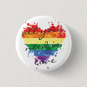 Badge - Rainbow Heart, je hebt alleen liefde nodig Ronde Button 3,2 Cm