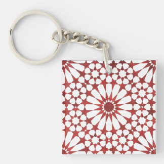 Badge Rond 5 Cm Andalusische mozaïek rood AL Sleutelhanger