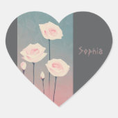 Badge Rond 5 Cm Roses, personalized Hart Sticker (Voorkant)