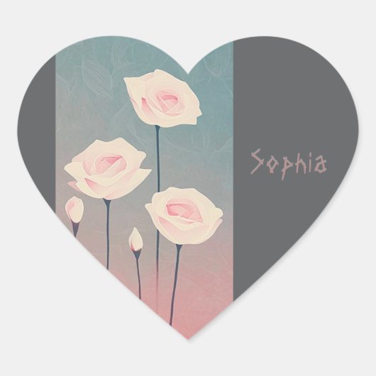 Badge Rond 5 Cm Roses, personalized Hart Sticker (Voorkant)