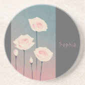 Badge Rond 5 Cm Roses, personalized Zandsteen Onderzetter (Voorkant)
