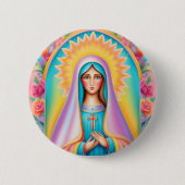 Badge Sainte-Vierge Marie Ronde Button 5,7 Cm (Voorkant)