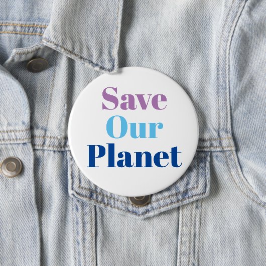 Badge - Save Our Planeet Paars Blauw Ronde Button 4,0 Cm (In situ)
