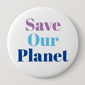 Badge - Save Our Planeet Paars Blauw Ronde Button 4,0 Cm (Voorkant)