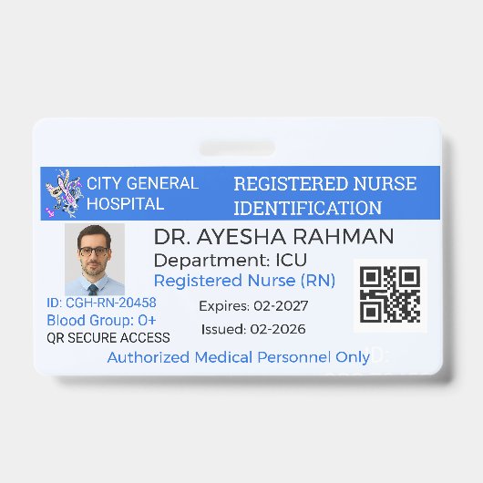Badge Sécurité|Custom Nurse|Healthcare|Hosp ID (Voorzijde)