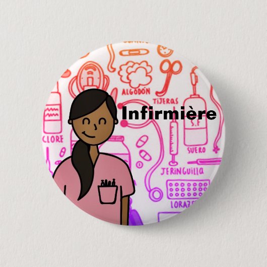 Badge Verpleegkundige Ronde Button 5,7 Cm (Voorkant)