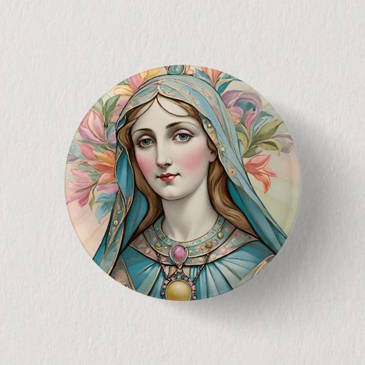 Badge Vierge Marie Ronde Button 3,2 Cm (Voorkant)
