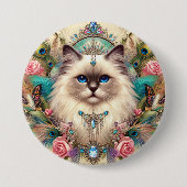 Badge Vinage Ragdoll Cat Art Ronde Button 7,6 Cm (Voorkant)