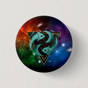 Badge Vissen Dierenriem Cadeau Astrologie Ronde Button 3,2 Cm
