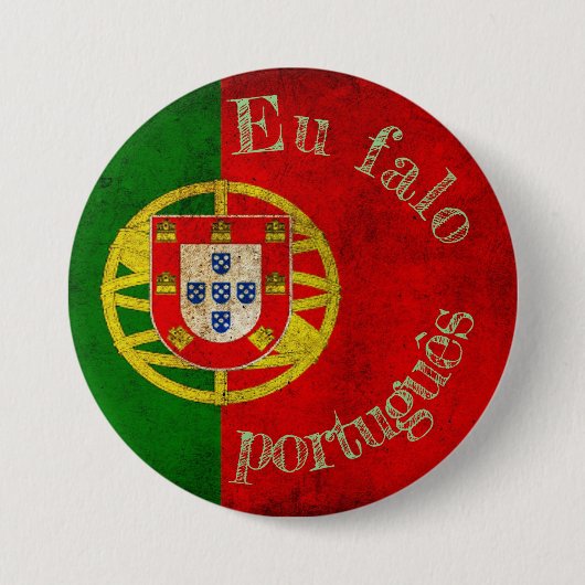 Badge vlag eu falo português ronde button 7,6 cm (Voorkant)