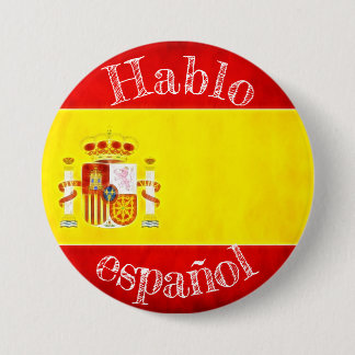 Badge vlag hablo español ronde button 7,6 cm