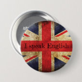 Badge vlag I speak English Ronde Button 7,6 Cm (Voorkant /achterkant)