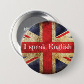 Badge vlag I speak English Ronde Button 7,6 Cm (Voorkant /achterkant)