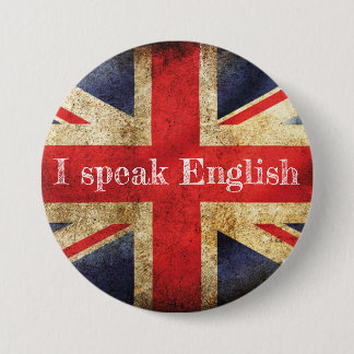 Badge vlag I speak English Ronde Button 7,6 Cm