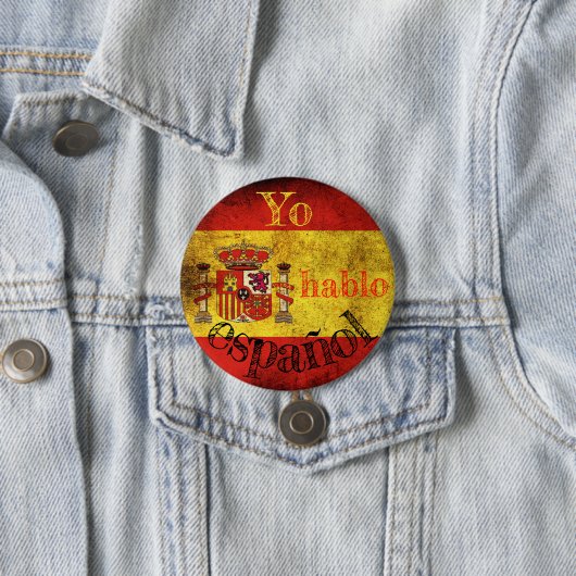 Badge vlag Spanje "Yo hablo español" Ronde Button 7,6 Cm (In situ)