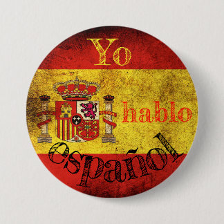 Badge vlag Spanje "Yo hablo español" Ronde Button 7,6 Cm