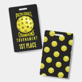 Badge voor de 1e plaats Black Yellow Pickleball To (Voor- en achterkant)