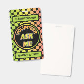 Badge voor personeel op vrijwillige evenementen (Voor- en achterkant)