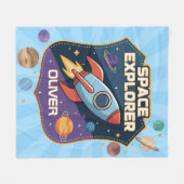 badge voor Schattigee ruimteverkenner Fleece Deken (Voorkant (Horizontaal))