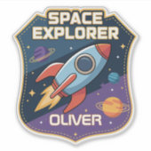 badge voor Schattigee ruimteverkenner Sticker (Voorkant)