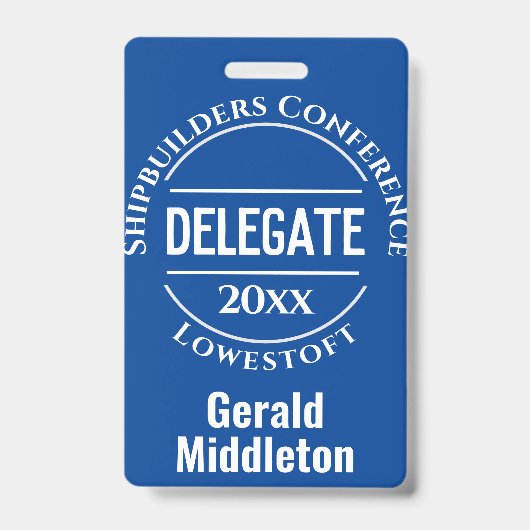 Badge voor vergadering, conventie of afgevaardigde (Front)