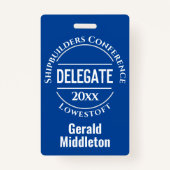 Badge voor vergadering, conventie of afgevaardigde (Achterkant)