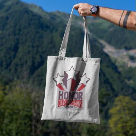  badge voor veteranendag tote bag