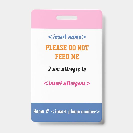Badge voor voedselallergie (Voorzijde)