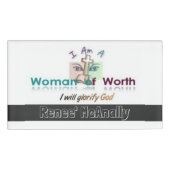 Badge voor vrouwen met de wereldnaam (Voorkant)