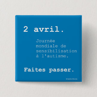 Badge Werelddag van autisme Vierkante Button 5,1 Cm