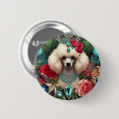 Badge Witte poedelkunst Ronde Button 5,7 Cm (Voorkant /achterkant)