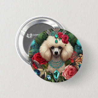 Badge Witte poedelkunst Ronde Button 5,7 Cm