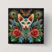 Badge Witte Sphynx Kat Kunst Vierkante Button 5,1 Cm (Voorkant)
