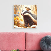 Badger and Sparrow Natuur Wildlife Rustic Canvas Afdruk (Insitu (Woonkamer))