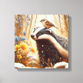 Badger and Sparrow Natuur Wildlife Rustic Canvas Afdruk (Voorkant)
