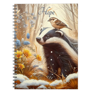 Badger and Sparrow Natuur Wildlife Rustic Notitieboek