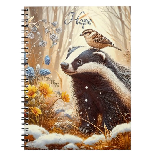 Badger and Sparrow Natuur Wildlife Rustic Notitieboek (Voorkant)