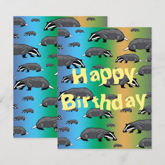 Badger Birthday Card Feestdagenkaart (Voorkant / Achterkant)