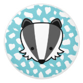 Badger - Blue & White Paint Dab Pattern Keramische Knop (Voorkant)