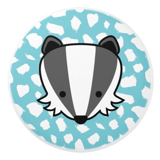 Badger - Blue & White Paint Dab Pattern Keramische Knop (Voorkant)